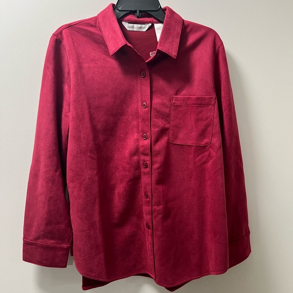 NEW DRAPERS & DAMONS Stretch Microsuede Shirt Jacket size: L - Picture 2 of 5